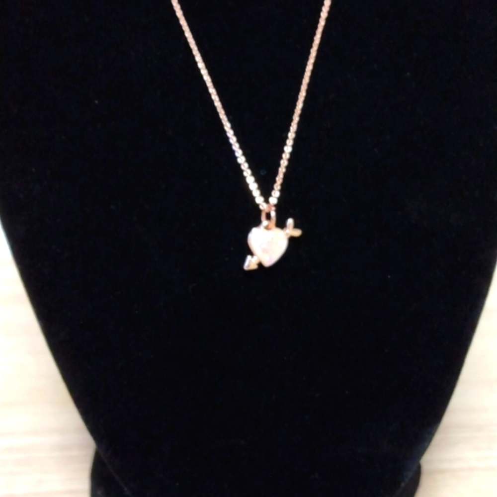 Liz Claiborne rose gold tone necklace,heart with arrow 💘